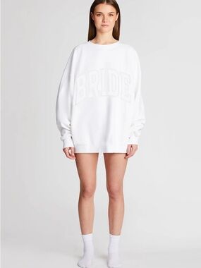 The Bar White 'BRIDE' Embroidered Crewneck Sweater